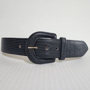 Vintage Nordstrom USA Made Womens Belt Iguana Grain Steerhide Leather Grey Sz S